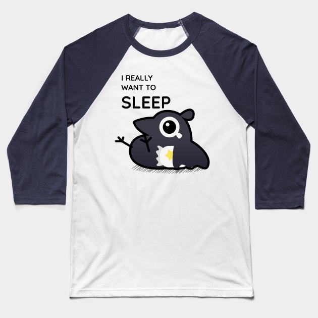 Sleepy crow Baseball T-Shirt by Crow Candice
